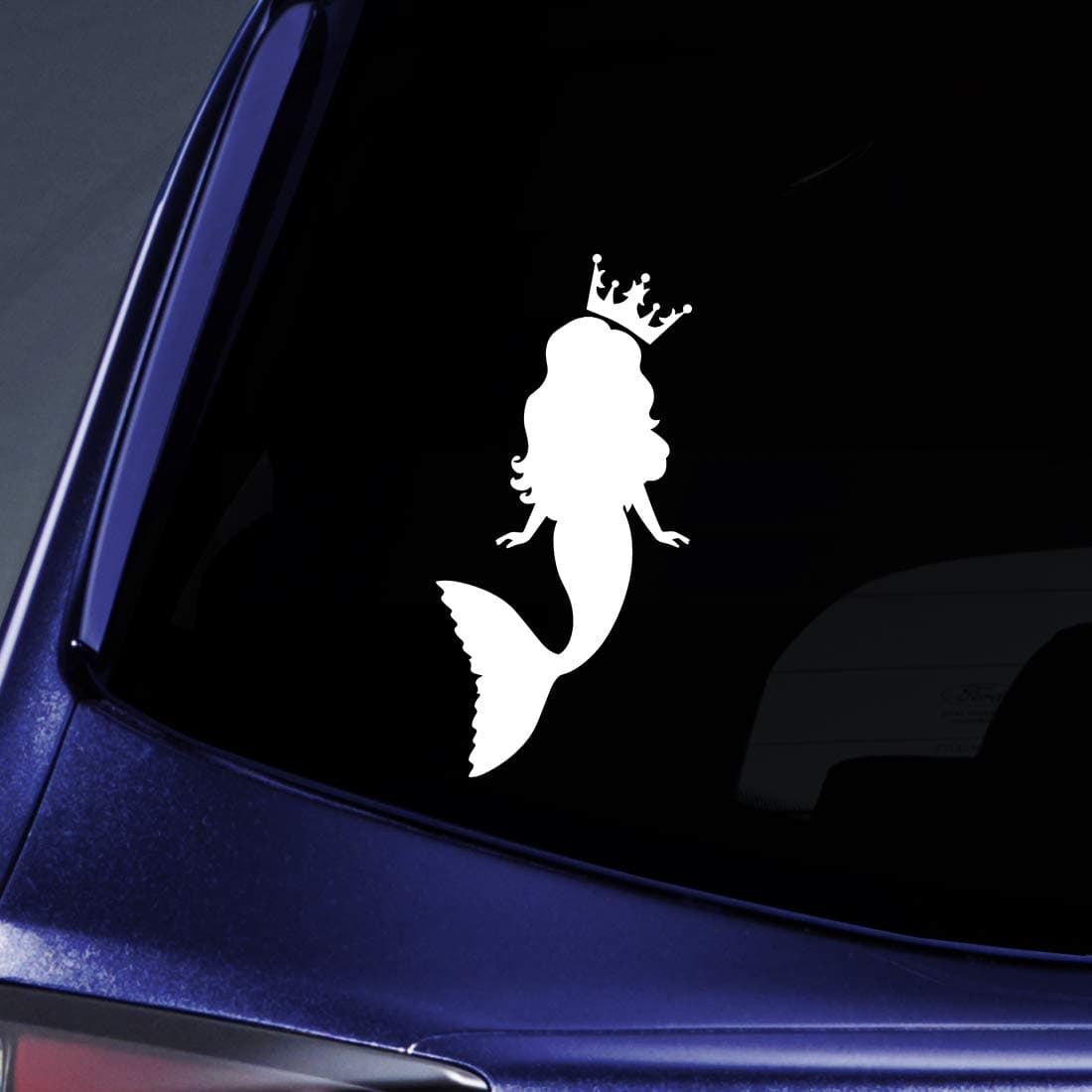 Queen Mermaid Sticker Decal Notebook Car Laptop 5.5" (White)