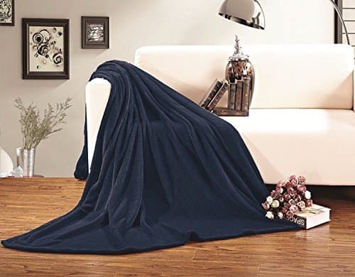 Elegant Comfort Micro-Fleece Ultra Plush Luxury Solid Blanket, King, Navy