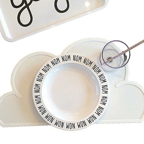 Kids Placemat - Eating On the Cloud, Silicone Placemat Waterproof Baby Placemat, Portable Food Mat Travel Placemat for Toddler, Non Slip Placemat Easy Clean Reusable For Kids (silicone placemat white)