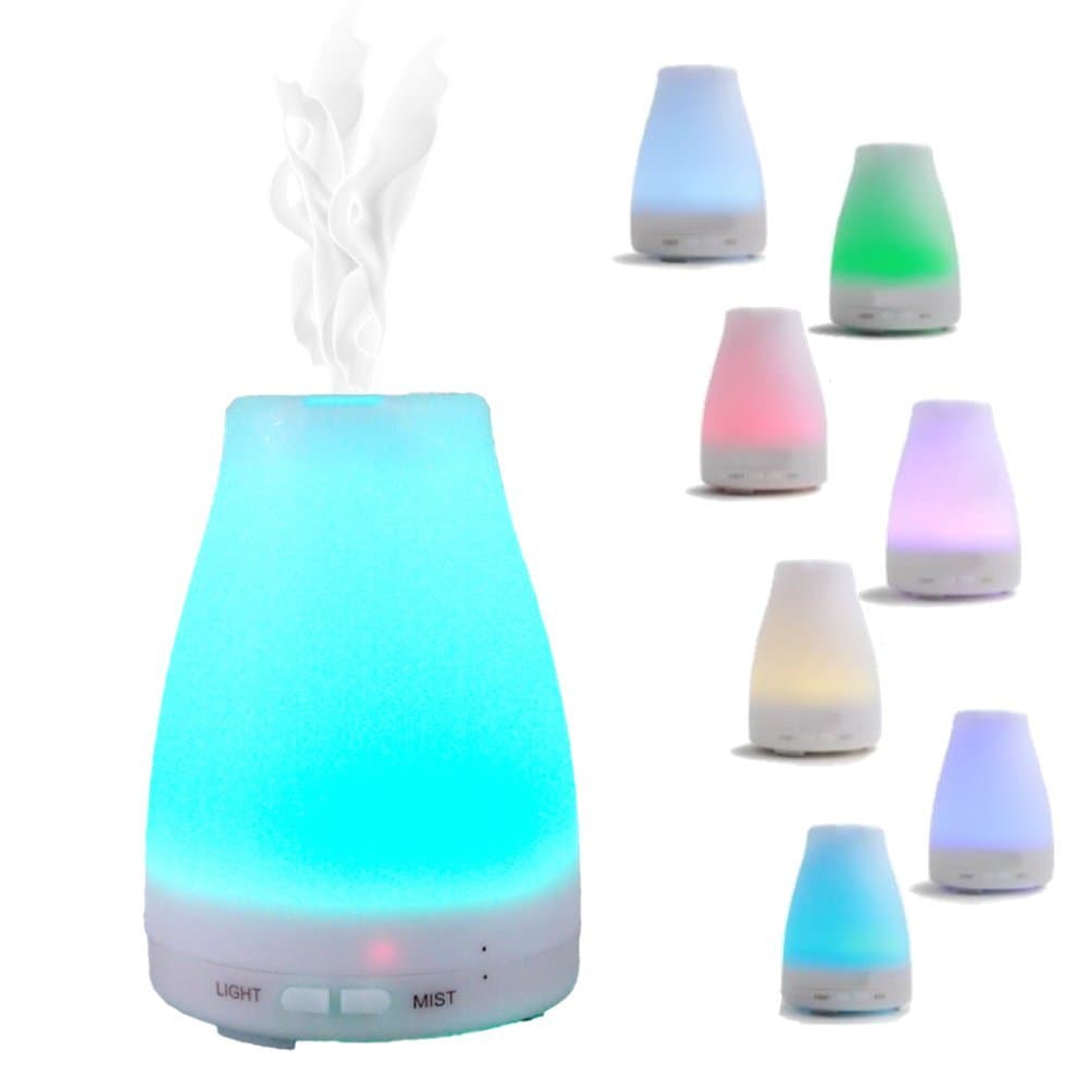 Essential Oil Diffuser, 120ml Ultrasonic Cool Mist Humidifier Aromatherapy with Multi Color LED Lights Changing Automatically for Home Office Bedroom Room,Best Gifts for her Women