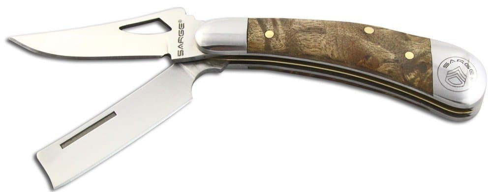 Sarge (SARSK403) 3" 2 Bladed Folding Knife with Burl Wood Handle