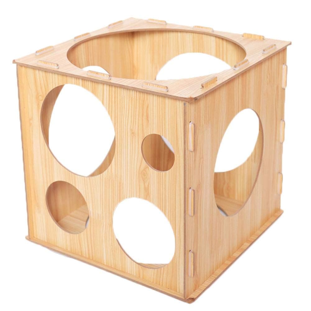 systematiw 9 Holes Balloon Sizer Box, Balloon Measurement Box Balloon Arch Kit Collapsible Wood Cube Balloon Sizer Box Fits for Birthday Party Wedding Party Balloon Decorations