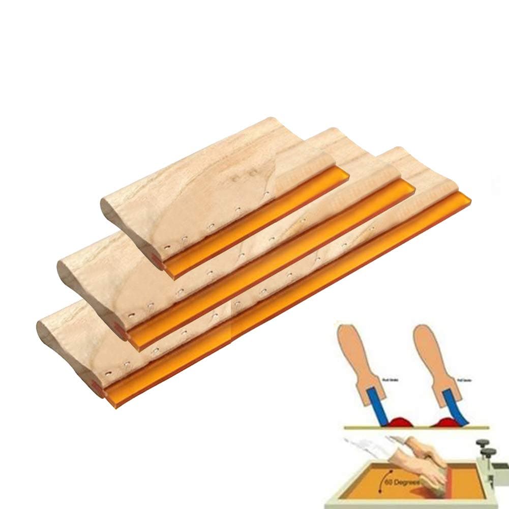 3PCS/Set Silk Screen Printing Press Squeegee Ink Scaper Scratch Board Tools Wooden Handle Scraper Tool for Graphic Textile Applications