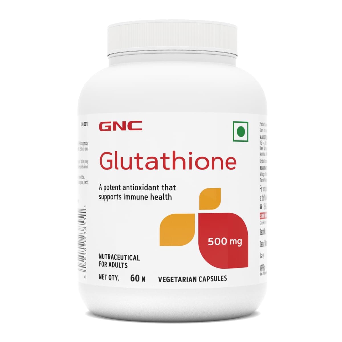 Glutathione 500mg With Vitamin C For Clear & Radiant Skin | 60 Veg Capsules | Reduces Dark Spots & Melanin Pigmentation | Boosts Immunity | Fights Pollution & UV Damage | For Men & Women| Formulated In USA