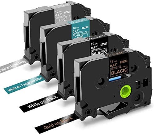 Oozmas Compatible Label Tape Replacement for Brother Tape TZe-334 TZe-335 TZe-T535 TZe-MGL35, Compatible with Brother PT-1000 PT-1080 PT-1090 GL-H110 GL-H105, 4-Pack