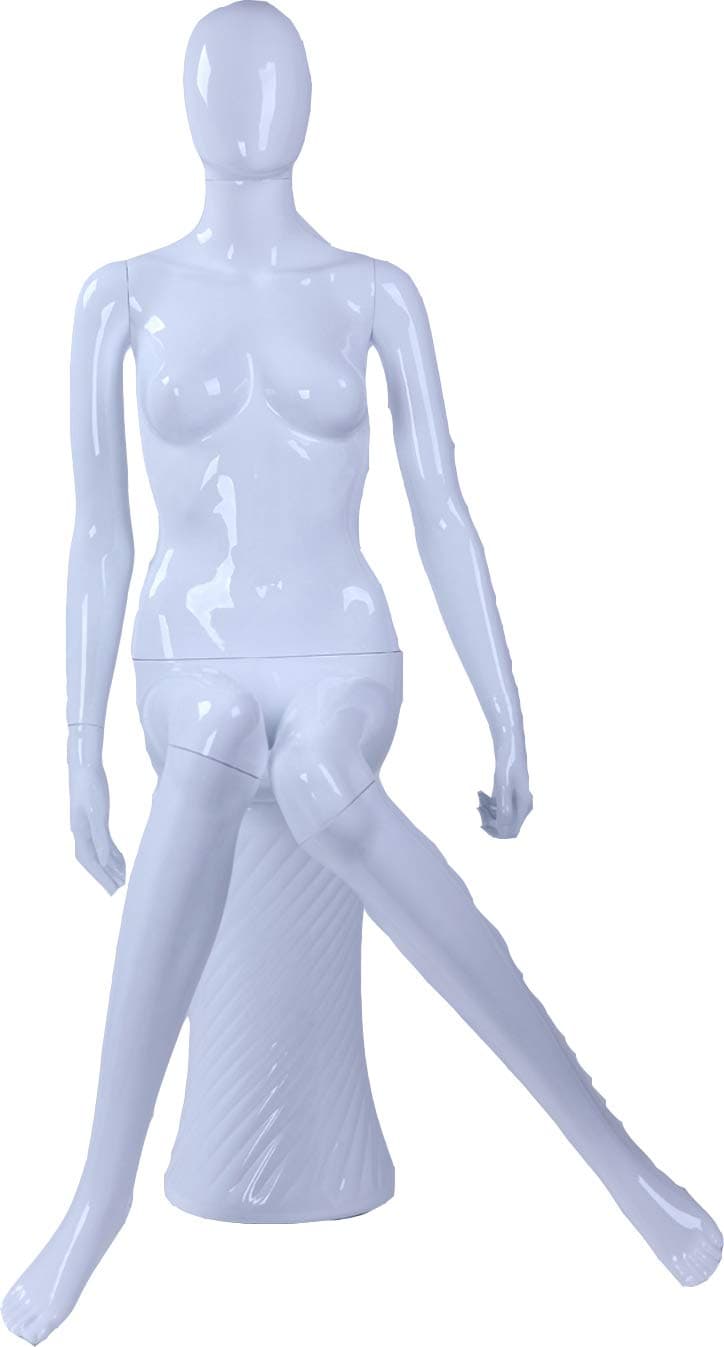 FA-6W Modern Sitting Beautiful Abstract White Gloss Painted Mannequin Feminine Chic Euroton Display (Woman Sitting Egghead, FA-6W)