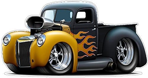 1940 F1 Black with Flames Wall Decal 2ft Long Colors Sport Classic Car Graphic Sticker Man Cave Garage Boys Room Decor