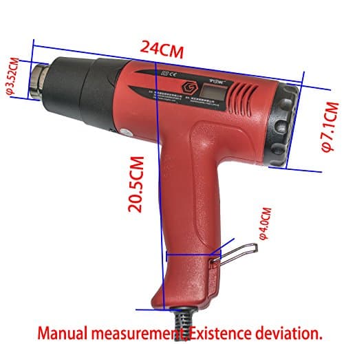 Heat gun,Yrmynail Precision control Variable Temperature Advanced 1800W 122℉~1112℉ (50℃~600℃) with 3 Nozzle Attachments for Removing Paint,Bending Pipes, Shrinking PVC, Lighting BBQ