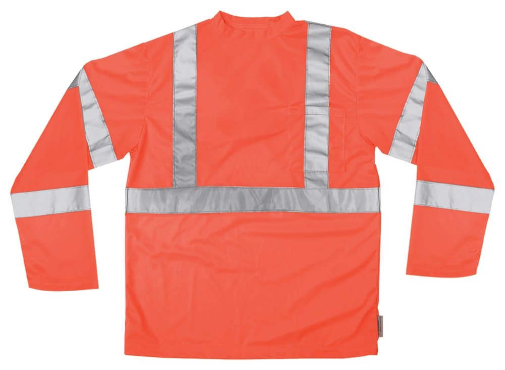 CLC Custom Leathercraft SS13X Hi-Viz ANSI Class 3 Long Sleeve T-Shirt, Orange, Extra Large