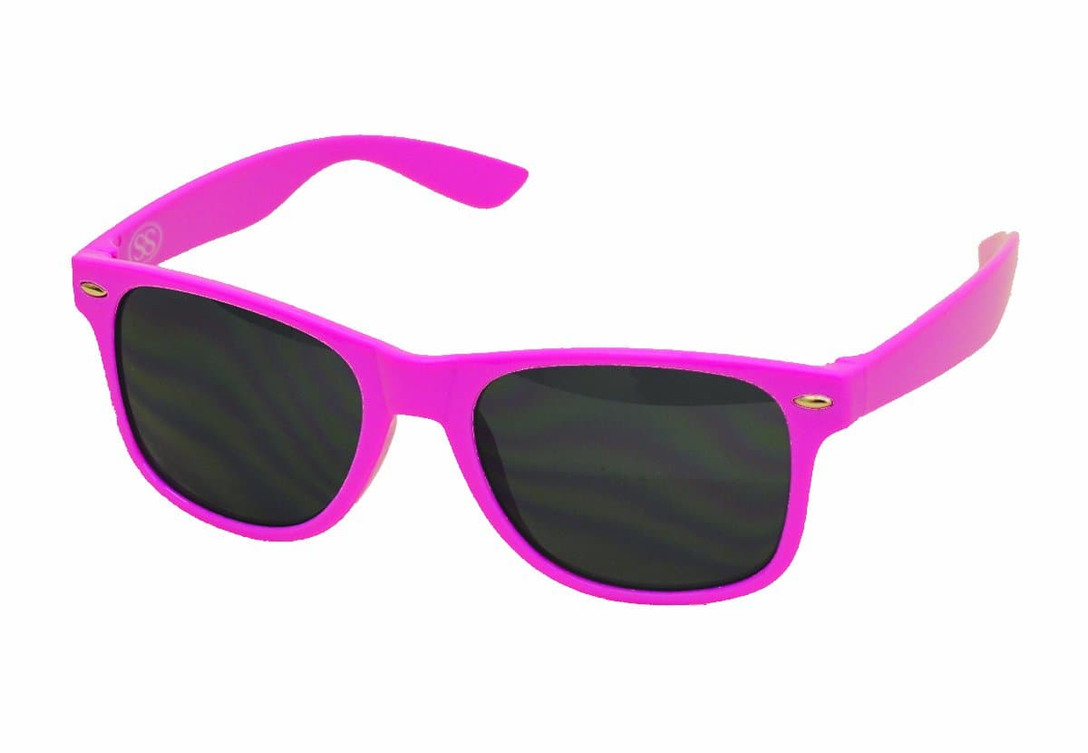 Superstar ShadesWayfarer Style Sunglasses - 80's Classic Retro Style - Pink Frame Black Lens