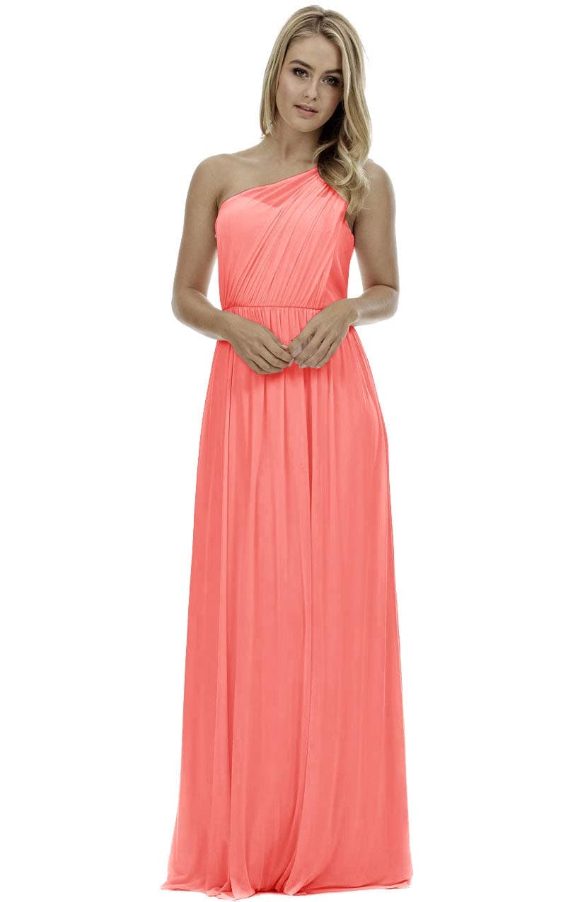 One Shoulder Bridesmaid Dresses Long Aline Chiffon Prom Evening Gown For Women