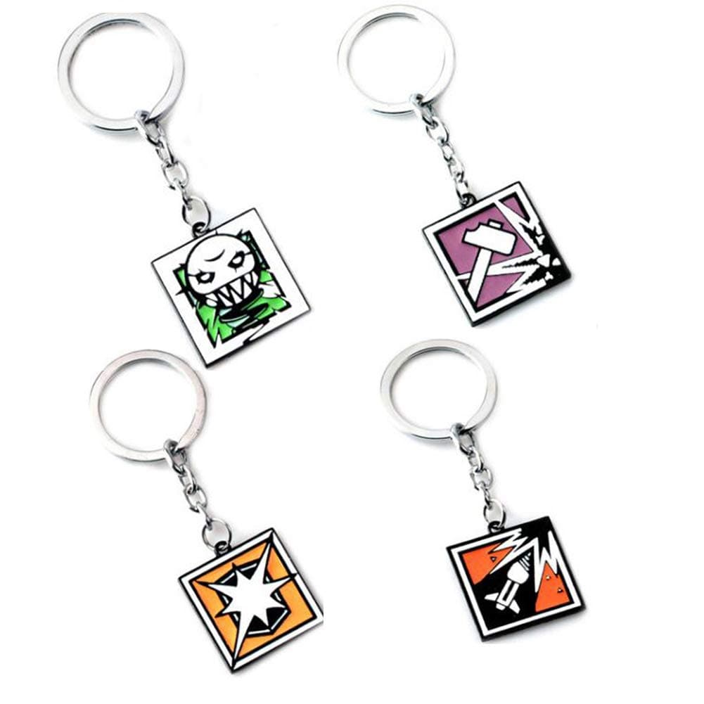 LULEZONTOY 4PCS Rainbow Six Siege Action Figure Sledge Ash Blita Ela Keychain Keyring Gift