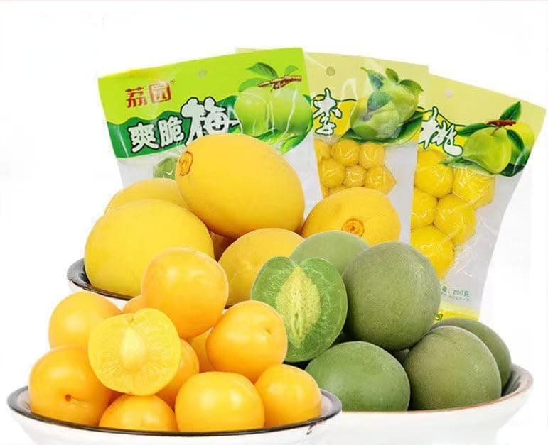 Sour and Sweet Crispy Peach,Crispy Plum，Small Peaches,Pickled fruits，Fruit Snack,Honey Peach Preserved Fruit, Healthy Snacks Food，pickled yellow peach，Sour and sweet plums (Mix and match,2bag)