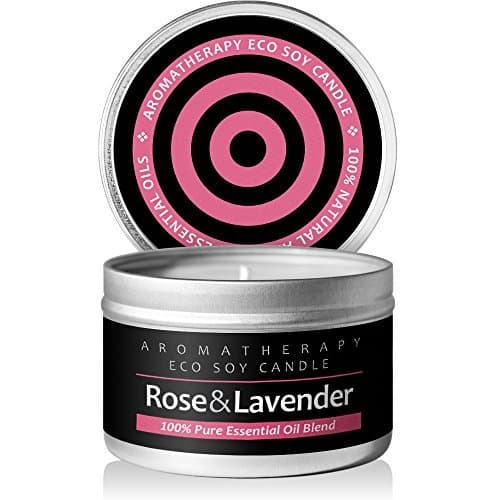 Scented Candles (Rose-Lavender) Soy Wax Aromatherapy Candle - Made in the USA with Pure Essential Oil and All Natural Ingredients. 50 Hours Burn Time in 8oz(225g) Tin *Rose-Lavender by I & Candle