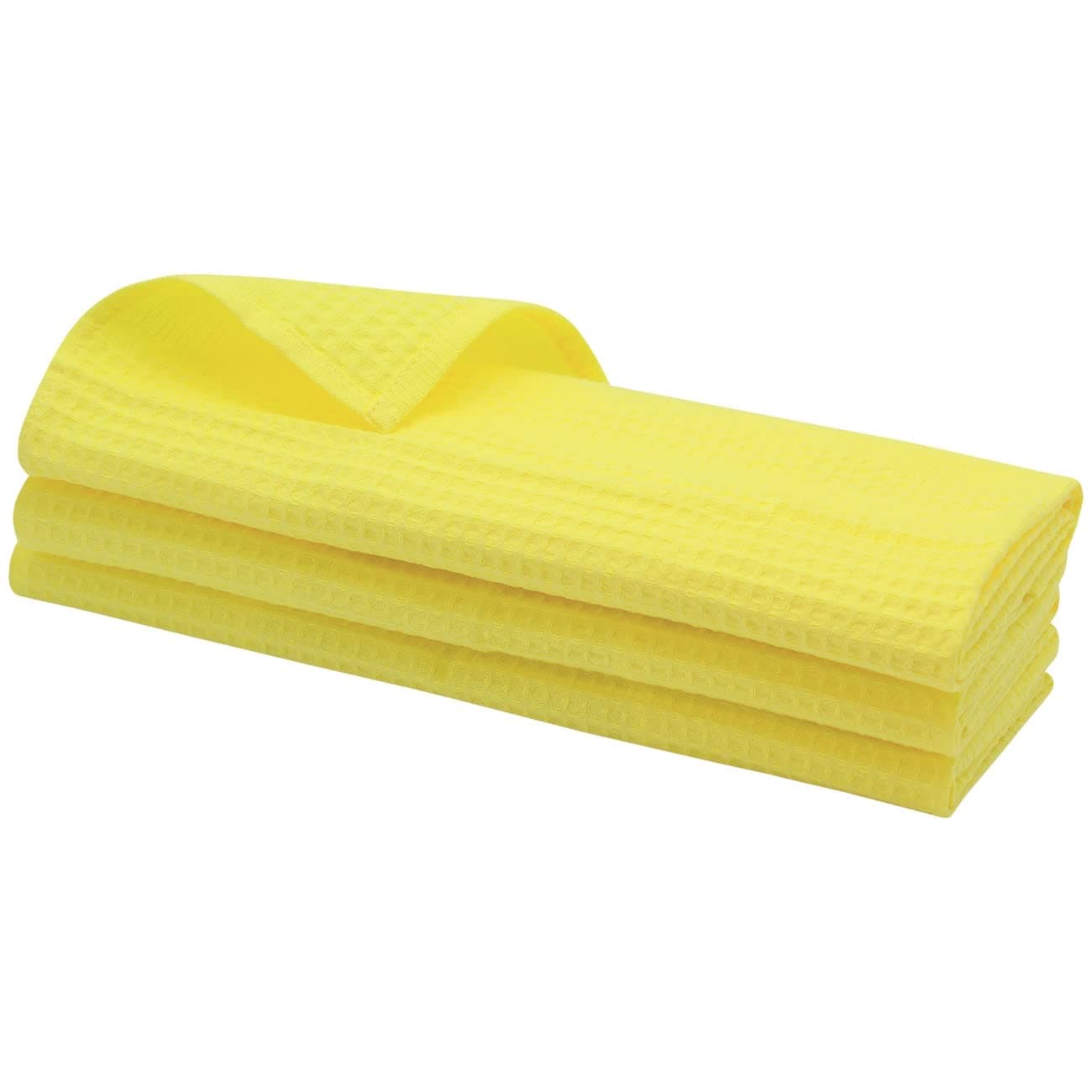 3 x Piquee de Torchon, dans Gastro qualité, 100% coton, 70 x 50 cm, tissu gaufré de haute qualité, couleur : jaune