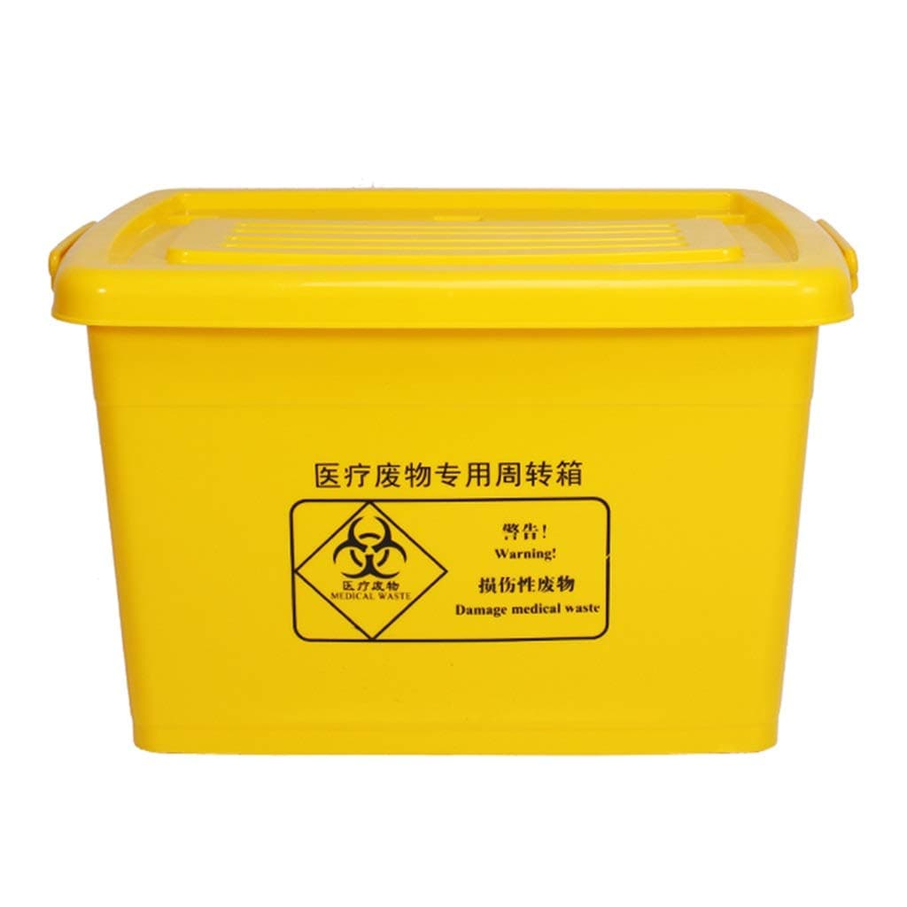 LSHWHT HWH Yellow Wheeled Trash Can, 40L / 60L / 100L Hospital Turnover Box, Hospital Clinic Laboratory Trash Can Waste paper basket (Size : 62.5 * 46.8 * 40CM)