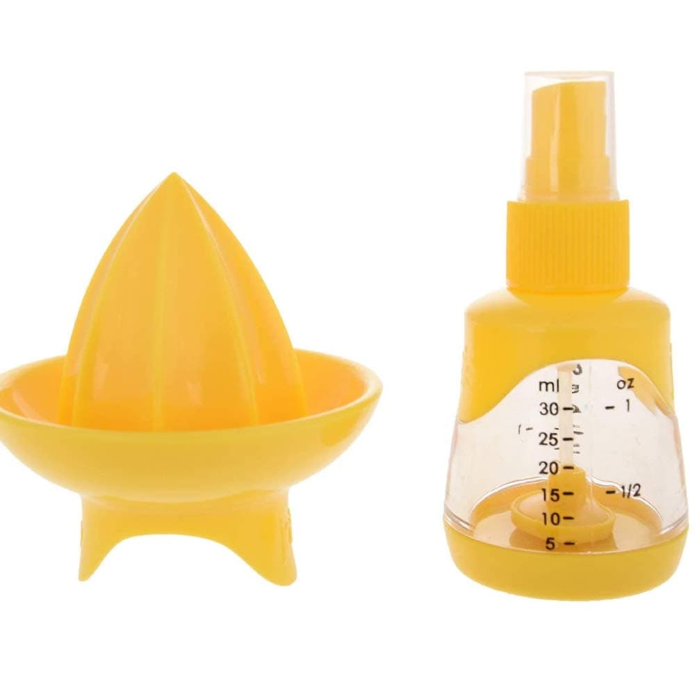 Joie FreshPress Citrus Juicer & Sprayer, Manual Juice Extractor with Measuring Cup and Nozzle, Yellow, 1 count