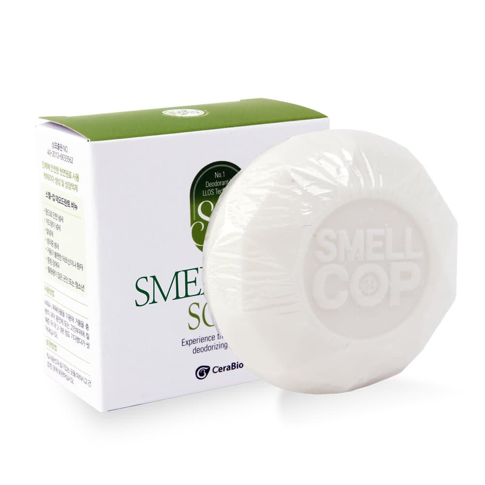 SmellCop Deodorant Body Soap 90g - Antibacterial+Odorless, Fragrance free/Pigment free/Paraben free/Synthetic aluminum free