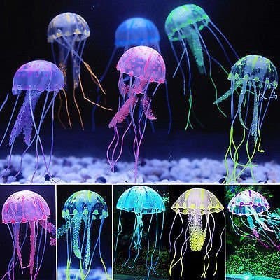 Aquarium Decoration Action Toy - Jelly Fish - Medium - Glowing Effect Cute Move ** COLOURFUL AQUARIUM **