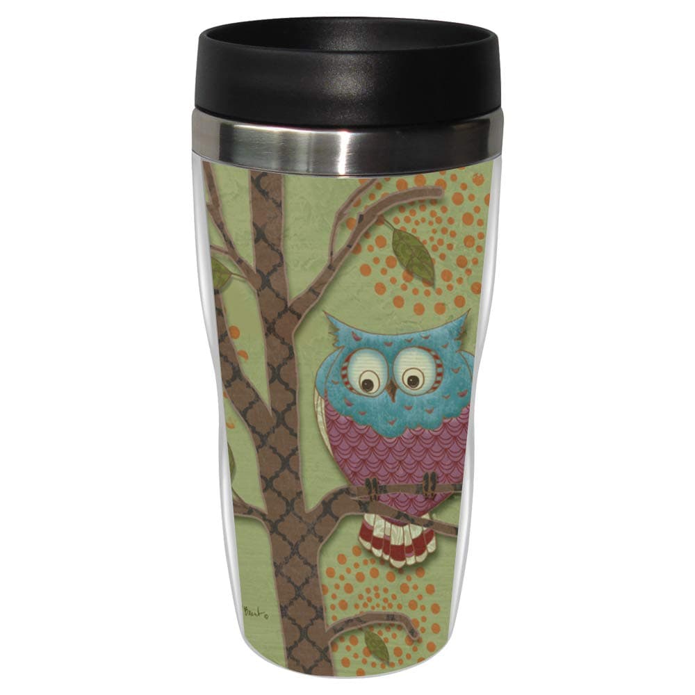 Tree Free Whimsical Owl Travel Tumbler, Stainless Steel, Multi-Colour
