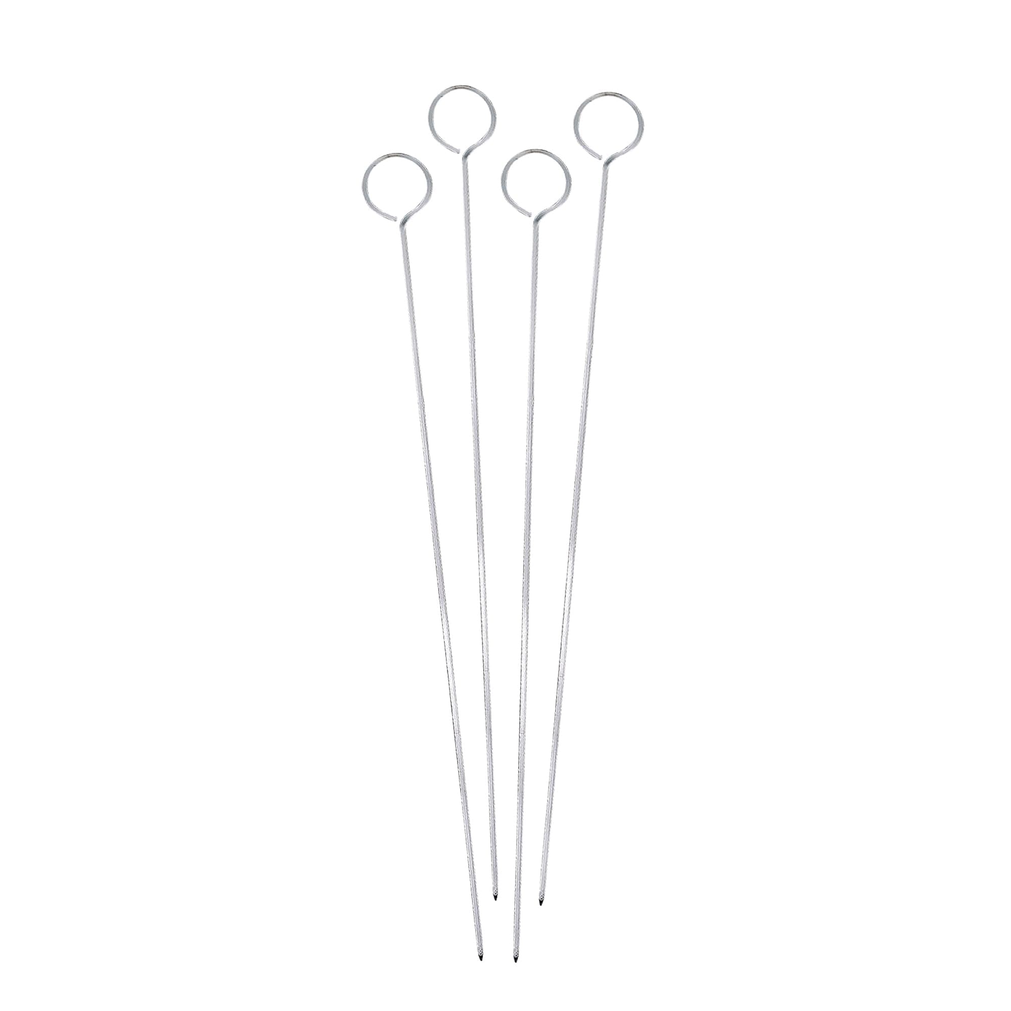 HIC KitchenReusable Barbecue and Grilling Shish Kabob Skewers with Ring-Handle Top, 12-Inches, Set of 4