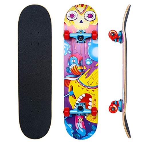 IMITOR Complete Skateboards for Beginners & Pro Standard Skateboard Cruiser 31" x 8" 8 Layer Canadian Maple Wood Double Kick Concave Skate Board for Boys Girls Kids Youths Adults