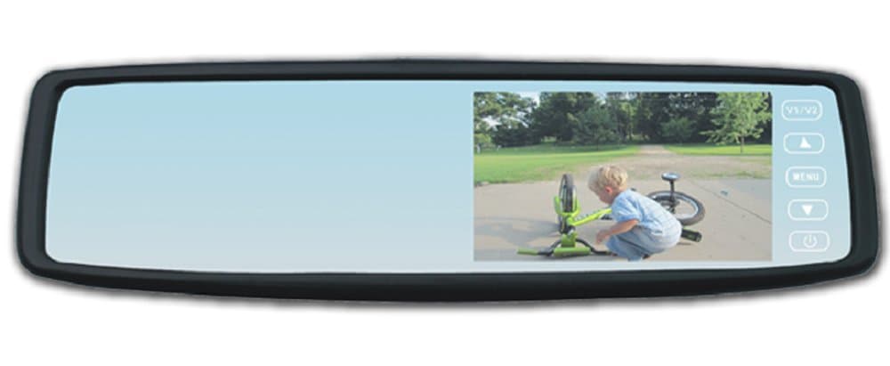 TD43R-GCPK GM/Ford/Chrysler/Toyota Black Rear View Mirror with 4.3" Display Monitor and TD-CAMBAR Backup Camera