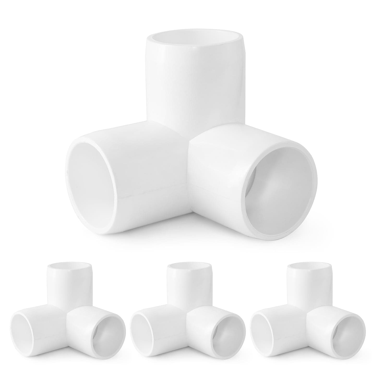 3 Way PVC Pipe Fittings 1 Inch, Zernmiarder White PVC Elbow Corner Side Outlet Tee Fitting, SCH40 Furniture Grade Pipe Connectors - Fits 1" Polyvinyl Chloride Pipes, 4 Pieces
