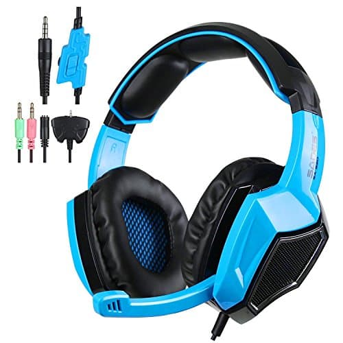 PS4 Headset, SADES SA-920 Stereo Gaming Over-Ear Headphone Headset [1 Year Warranty] with Microphone for PS4 Xbox 360 PC Mac iPhone Smartphone, Blue