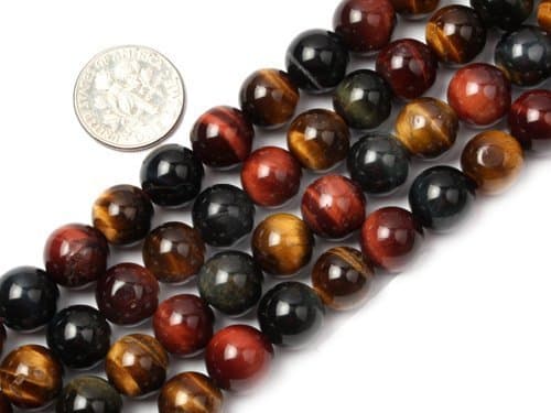 10mm Round Gemstone Tiger Eye stone beads strand 15"