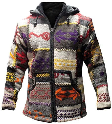 SHOPOHOLIC FASHION High Neck Hippie Patchwork Boho Style Winter Jacket for Men
