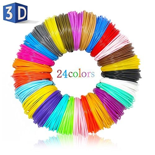 CoolPlus 3D Pen Filament Refills PLA 1.75mm, 24 Colors 777 Feet 32.8 Ft Per Color, Included 4 Fluorescence Colors, 4 Transparent Colors, 2 Glow in the Dark Colors, 2 Temperature Colors,12 Solid Colors