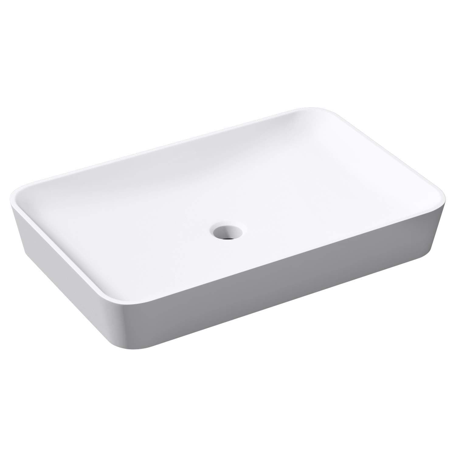 Durovin Bathrooms Luxurious Stone Resin Bathroom Basin - Countertop Rectangular Bathroom Sink 600mm x 400mm - White Matte Finish