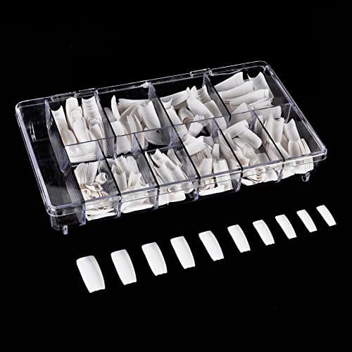 Huashengmei 500pcs Squoval French White Color False Nails Fake Nail Art Tips 10 Sizes with box