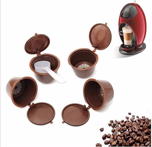 Refillable Reusable Coffee Capsules Pods For Dolce Gusto Coffiee Machines - 4 Coffee Pods + Scoop