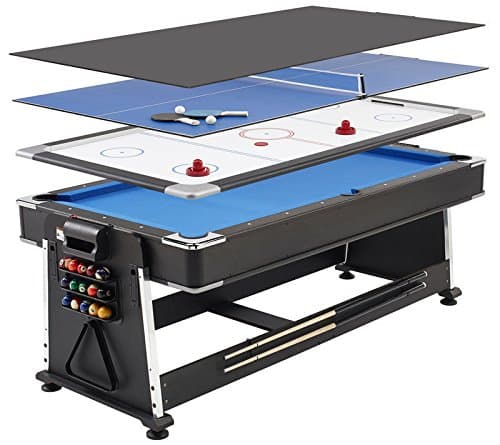 MightyMast Leisure Revolver 7ft 3-in-1 Multigames Pool/Air Hockey/Tennis Table
