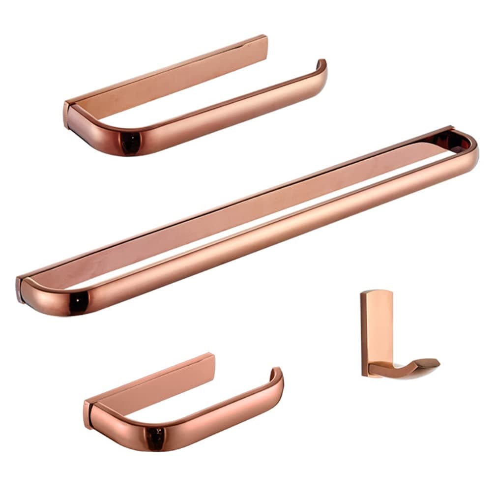Bathroom Accessory Set (Towel Bar, Towel Rack, Toilet Paper Holder, Towel Hook), Wall Mounted Towel Rack Bathroom Hardware Accessory Set,Rose Gold