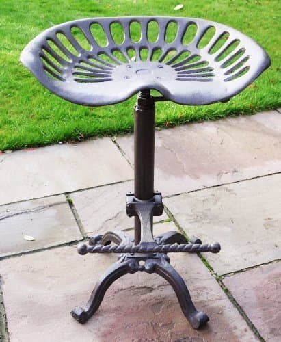 Brown Bar Stool Vintage Cast Iron Tractor Style Seat Adjustable Kitchen Garden
