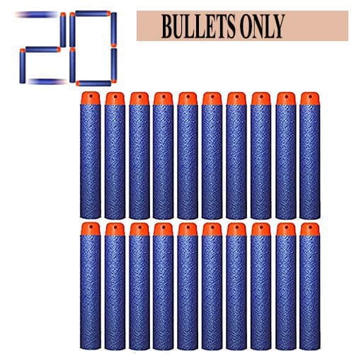 Funbee Bullets for Toy Guns Set of 20Pcs - Plastic Foam Toy Bullet Dart Bullets for Nerf N-Strike Elite Guns Pack of 1