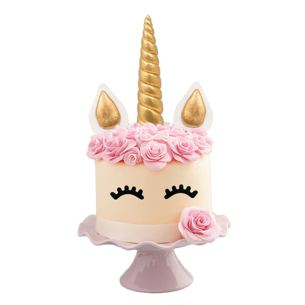 KEPATO Unicorn Cake Topper,Unicorn Birthday Decorations,Handmade Gold Unicorn Birthday Cake Topper (B)