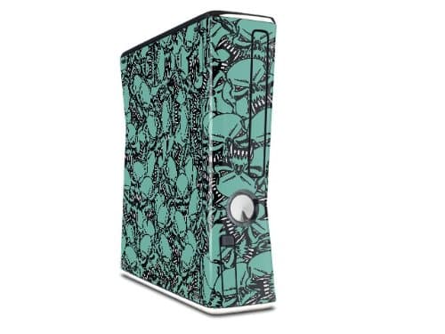 Scattered Skulls Seafoam Green Decal Style Skin for XBOX 360 Slim Vertical