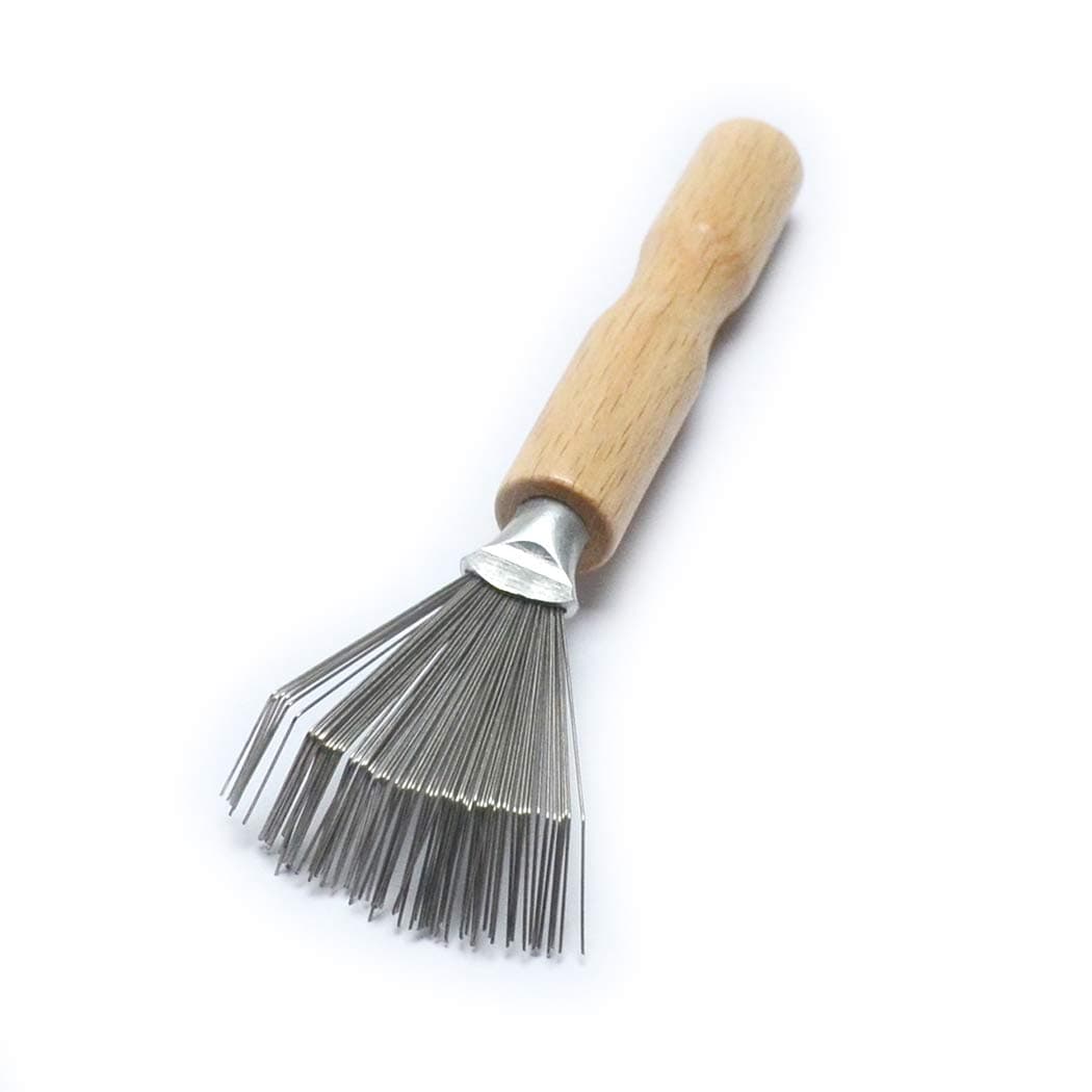 Metal Wire Rake Wooden Handle Comb for Home Salon - Hair Dirt Removal Cleaning Tool