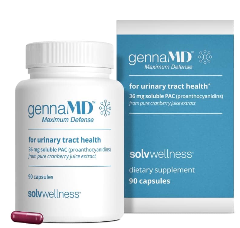 Solv Wellness GennaMD - Maximum UTI Defense - 36 mg Soluble PAC from 100% Cranberry Juice Extract - Highest PAC Concentration in a Small, Easy-to-Swallow Capsule - 90 Capsules