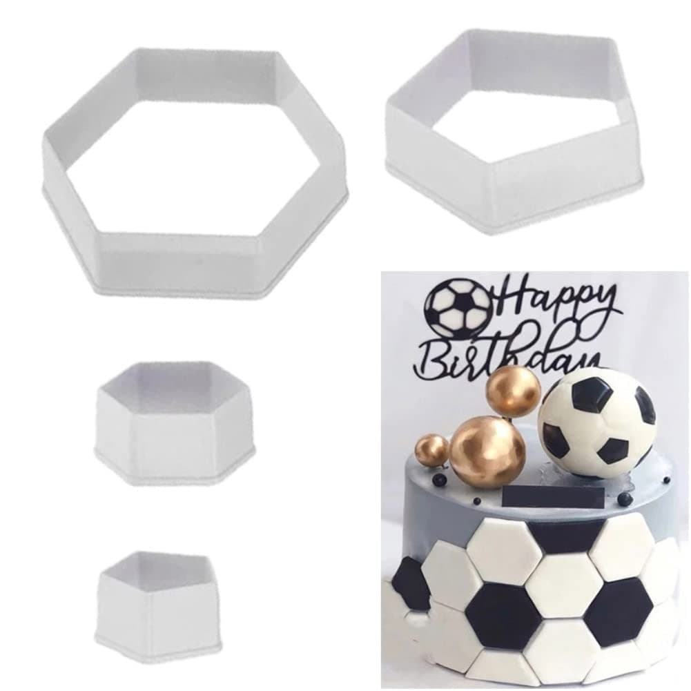 Soccer Ball Cookie Cutter,Hexagon Cookie Cutter,Football Cake Decorations - 4 Sizes Geometric Biscuit Cutters Sandwiches Cutter Pastry Cutters for Birthday Cake Cupcake Decorating Tools