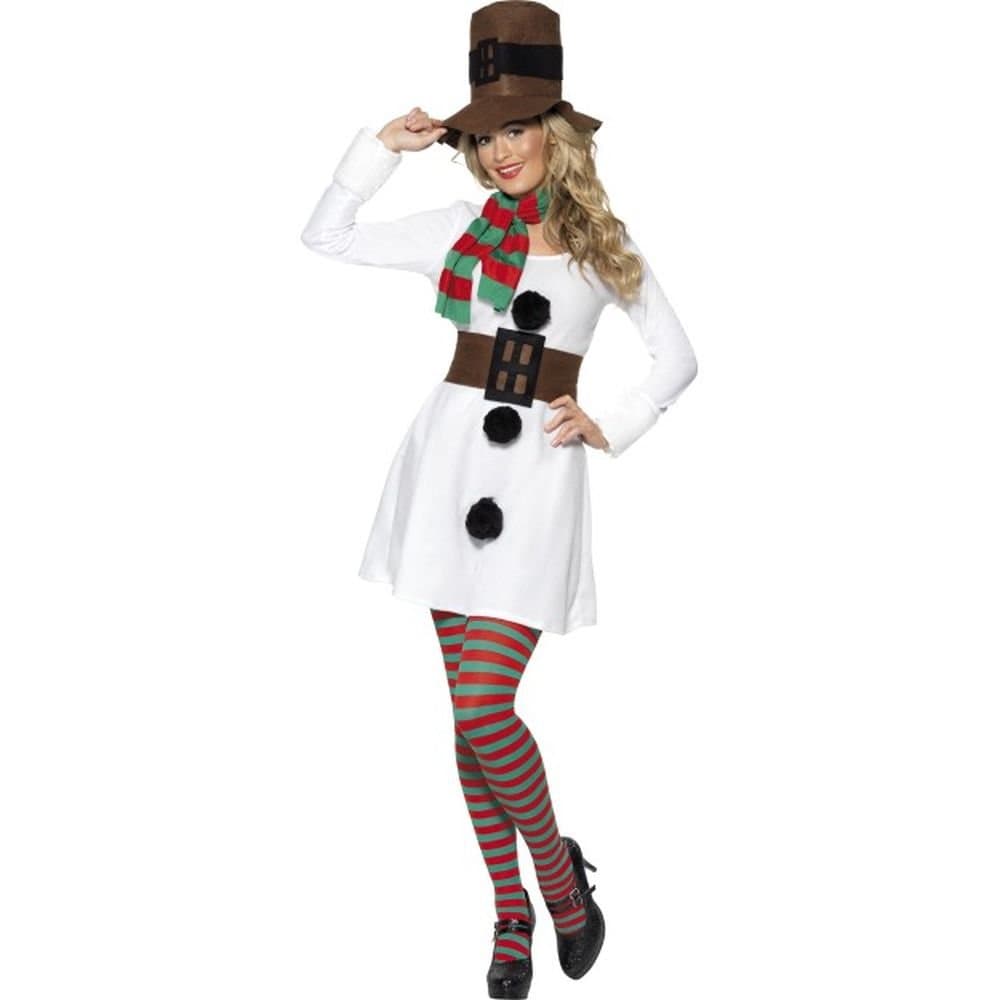 SmiffysDamen Miss Snowman Kostüm, Kleid, Hut, Schal und Gürtel, Größe: M, 28016