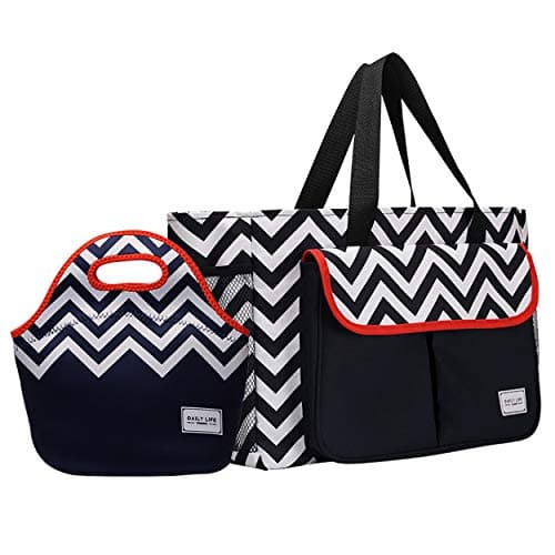 neoprene insulated reusable lunch container picnic-bag insulation cooler for Women Kids Stripe School Office Work Picnic Hiking Lunch Tote Bag Set - Thermal Lightweight Lunch Box Organizers,