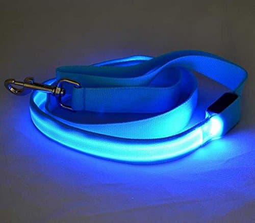 Luminous LED Dog Collar In The Dark Light-Up Pet Traction Rope for Dogs or Cats,Lenght 120cm(Blue)