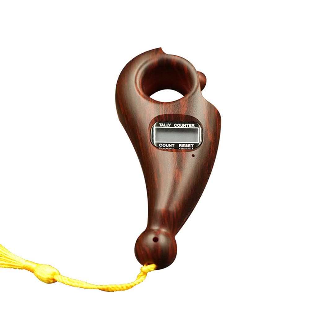 Digital Counter Buddha Beads Abs Finger Game Toy For Buddhist Decompression Device Relax, Brown, Digtal-C01