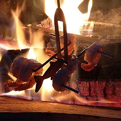 Firebuggz Campfire Fishing Pole Roaster for Hot Dog and Marshmallow Cooking on Open Flame