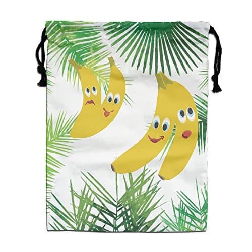 Hotty Banana Smiling Face White Hot Sale Drawstring Bags